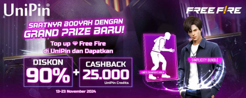 Temukan Diskon s.d 90% di Lucky Wheel! Top Up Free Fire di UniPin & Raih Cashback 25.000 UniPin Credits